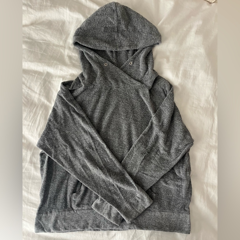 Monrow Heather Grey Terry Cloth Cotton Hoodie